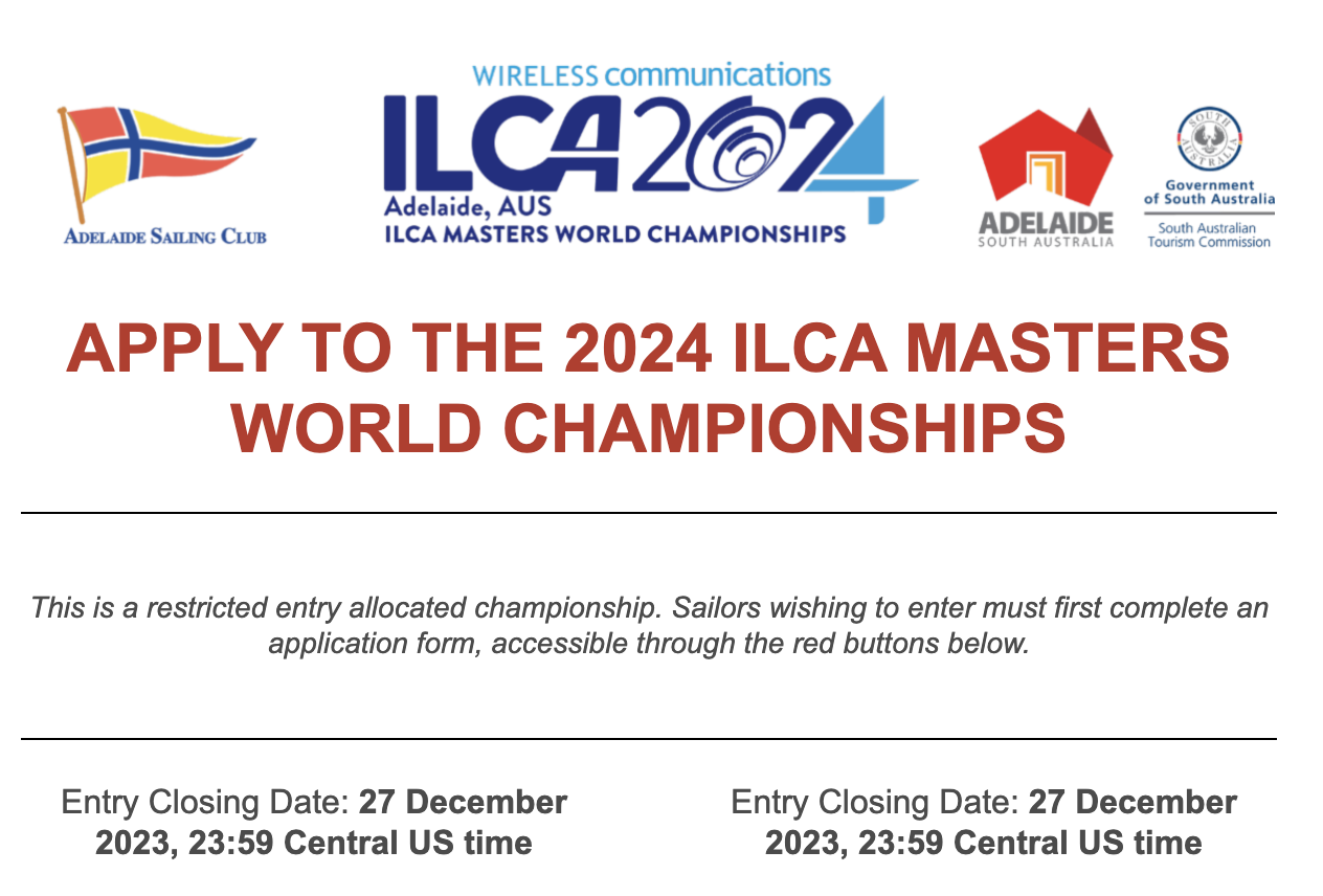 APPLY TO THE 2024 ILCA MASTERS WORLD CHAMPIONSHIPS
